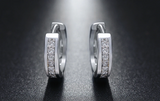 2ct Round Cut VVS1D Diamond Crystal Huggie Hoop Earrings 14k White Gold Finish