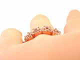 5Ct Round Cut Peach Morganite Diamond Halo Wedding Band Ring 14K Rose Gold Over