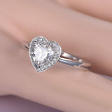 Halo Engagement Ring 1ct Heart Brilliant Cut VVS1D Diamond 14k White Gold Finish