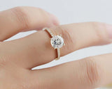 1.2ct Round Diamond Engagement Ring Solitaire with Accent 14k Yellow Gold Finish