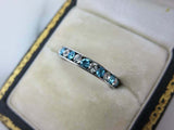 1ct Round Blue Aquamarine Alternate Diamond Eternity Band 14k White Gold Finish