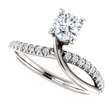 1ct Round Cut Diamond Twisted Solitaire Engagement Ring 14k White Gold Finish