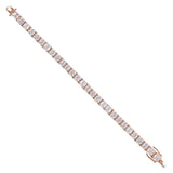 18Ct Assher Cut Sparkle VVS1/D Diamond Tennis Bracelet 14K Rose Gold Finish