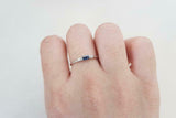 0.2ct Engagement Ring Baguette Cut Blue Sapphire Trilogy 14k White Gold Finish