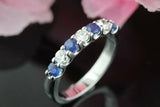 3ct Round Blue Sapphire Diamond Half Eternity Wedding Band 14k White Gold Finish