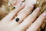 1.5ct Oval Cut Black Diamond Engagement Ring 14k White Gold Finish Trilogy Style