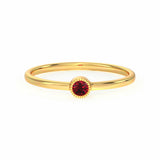 0.1Ct Round Pink Ruby Solitaire Minimalist Engagement Ring 14K Yellow Gold Over