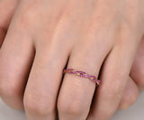 1ct Round Cut Pink Ruby Wedding Band Twisted Swirl Infinity 14k Rose Gold Finish