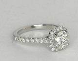 3Ct Round Cut Diamond Halo with Accents Engagement Ring 14K White Gold Finish