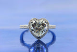 2ct Heart Cut Diamond Halo Bridal Set Band Engagement Ring 14k White Gold Finish