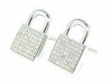 0.6ct Round Cut VVS1D Diamond Lock Design Stud Earrings 14k White Gold Finish