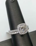 5Ct Round Cut Diamond Bridal Set Accent Halo Ring Band 14K White Gold Finish