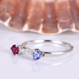 2ct Trillion Cut Blue Tanzanite Ruby Unique Engagement Ring 14k WhiteGold Finish