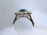 5ct Engagement Ring Cushion Cut Emerald Diamond Halo Floral 14k White Gold Over