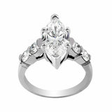 3.3Ct Marquise Cut Diamond Solitaire with Accents Ring 14K White Gold Finish