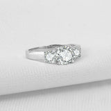 2.5ct Round Cut VVS1D Diamond Engagement Ring Three Stone 14k White Gold Finish