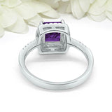 2ct Princess Cut Amethyst Engagement Ring Diamond Accent Halo 14k WhiteGold Over