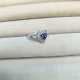 1ct Round Cut Blue Sapphire Heart Split Shank Engagement Ring 14k WhiteGold Over