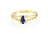 1ct Marquise Cut Blue Sapphire Split Shank Solitaire Ring 14k Yellow Gold Finish