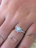 1ct Round Cut VVS1 Diamond Engagement Ring Flower Solitaire 14k WhiteGold Finish