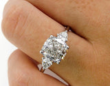 4Ct Cushion Cut Diamond Trilogy Engagement Ring 14K White Gold Over Pear Accents