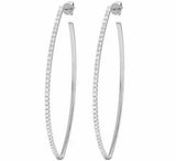 1ct Round Cut VVS1D Diamond One Row Hoop Earrings Women 14k White Gold Finish