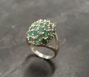 5ct Engagement Ring Round Cut Green Emerald Cluster Dome 14k White Gold Finish