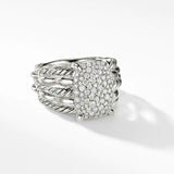 3Ct Round Cut Diamond Braided Rope Cluster Ring Band 14K White Gold Finish