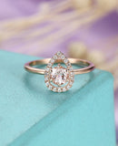 1ct Round Cut Peach Morganite Water Drop Engagement Ring 14k Rose Gold Finish