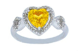 2ct Engagement Ring Heart Cut Yellow Citrine Halo Solitaire 14k WhiteGold Finish