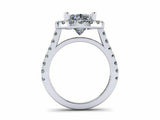 1.6ct Oval Cut Diamond Halo Solitaire Engagement Ring 14k White Gold Finish New