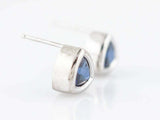 1.2ct Trillion Cut Blue Sapphire Solitaire Stud Earrings 14k White Gold Finish