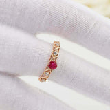 1ct Round Pink Ruby Engagement Ring Milgrain Diamond Accents 14k Rose Gold Over