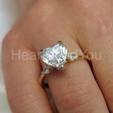 1ct Heart Simulated Diamond Three Stone Engagement Ring 14k Yellow Gold Plated