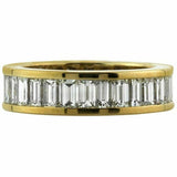 3.5ct Emerald Cut Diamond Wedding Ring Band Full Eternity 14k Yellow Gold Finish