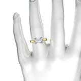 Solitaire Women Engagement Ring 1.75ct Emerald Cut Diamond 14k YellowGold Finish