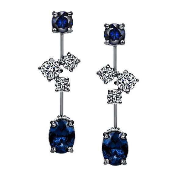 4ct Oval Round Cut Blue Sapphire Party Hanging Drop Earrings 14k White Gold Over