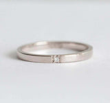 0.1ct Round Cut Diamond Wedding Band 14k White Gold Over Minimalist Thin Promise