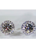 1.6ct Round Cut Moissanite Halo Stud Earrings For Women 14k White Gold Plated