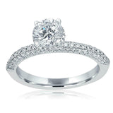 1.52ct Round Diamond Engagement Ring Hidden Halo Solitaire 14k White Gold Finish