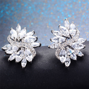 2.4ct Marquise Cut Diamond Unique Statement Stud Earrings 14k White Gold Finish