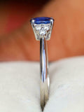 2ct Oval Sapphire Diamond Petite Round Accents Solitaire Ring 14k WhiteGold Over