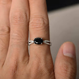 1.2ct Oval Black Diamond Engagement Ring 14k White Gold Finish Split Shank Women