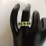 2.6ct Wedding Ring Band Oval Cut Green Peridot Five Stone 14k White Gold Finish