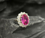 2.55ct Engagement Ring Oval Cut Pink Ruby Cocktail 14k White Gold Finish