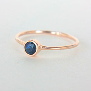 1ct Round Blue Sapphire Engagement Ring Bezel Set Solitaire 14k Rose Gold Finish