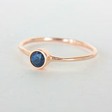 1ct Round Blue Sapphire Engagement Ring Bezel Set Solitaire 14k Rose Gold Finish