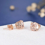 1ct Round Cut Champagne Morganite Royal Stud Earrings Women 14k Rose Gold Finish