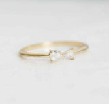 1ct Pear Trillion Cut Diamond Engagement Ring 14k YellowGold Over Two Stone Fish