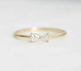 1ct Pear Trillion Cut Diamond Engagement Ring 14k YellowGold Over Two Stone Fish